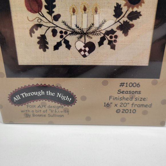 Seasons All Through The Night Folk Art Wall Hanging Pattern for Framing - Picture 2 of 3